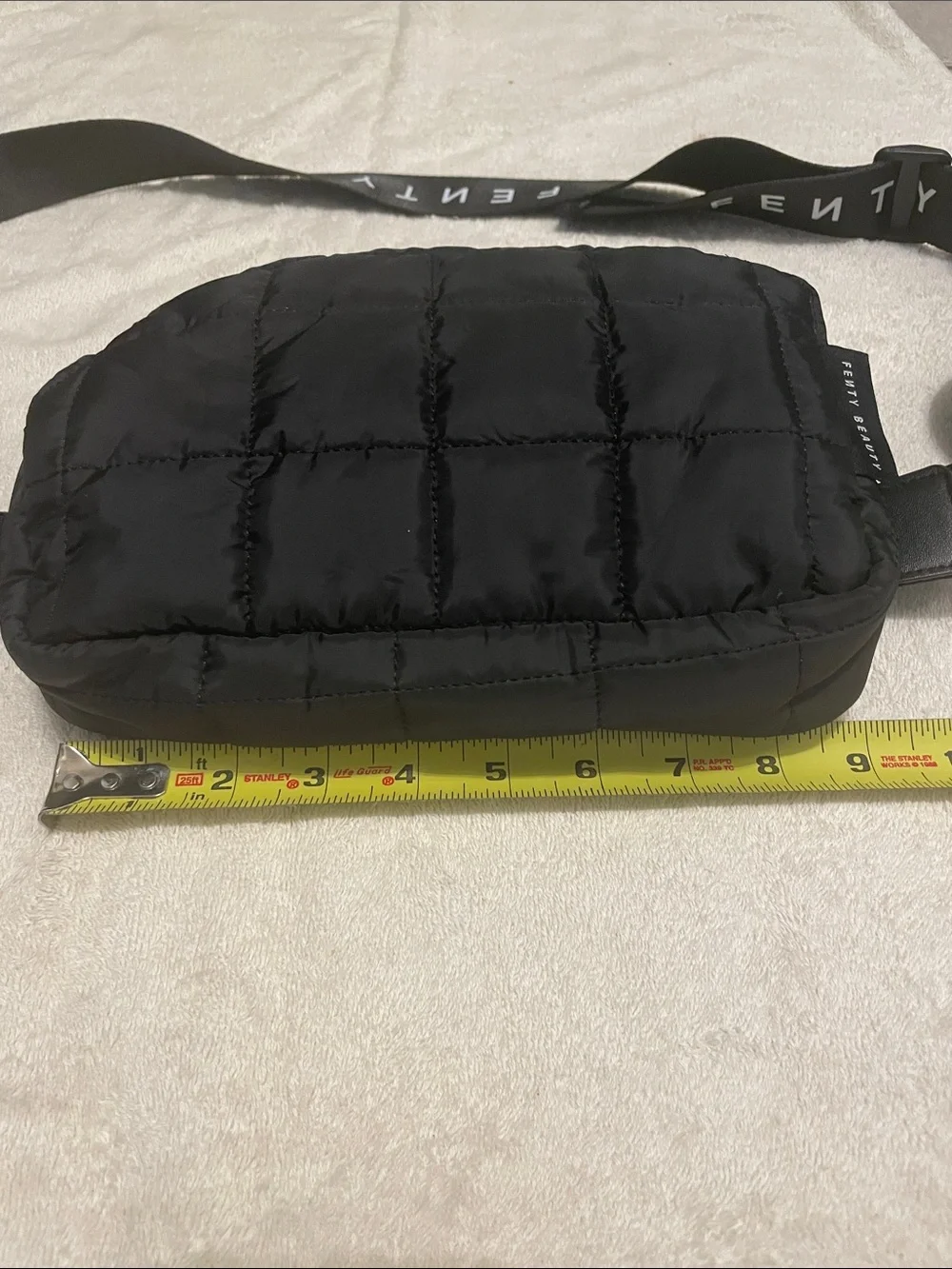 Fenty Beauty Quilted Black Cosmetic Pouch with Branded Strap